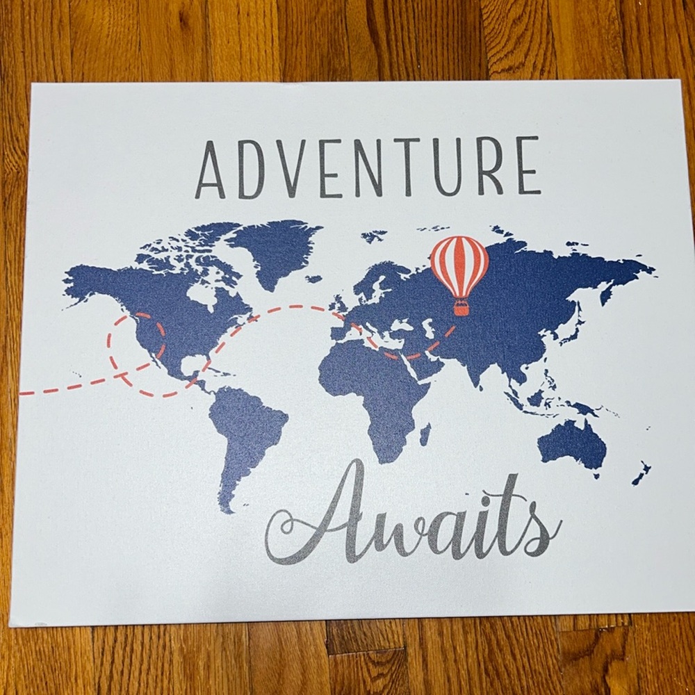 Adventure Awaits sign for children’s room